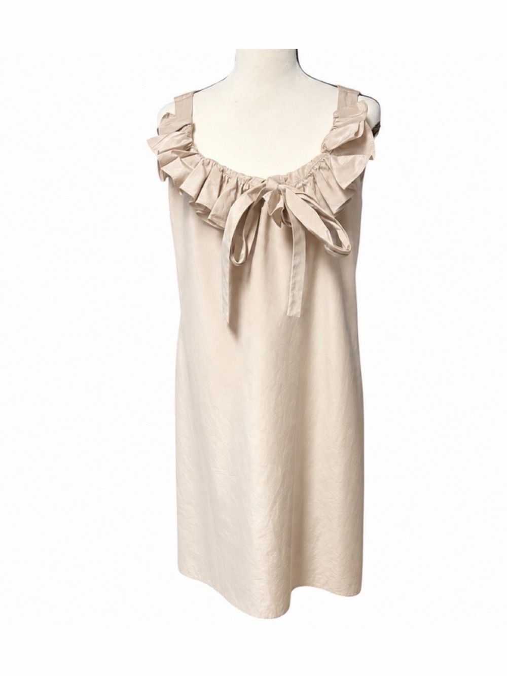 MaxMara Studio Cotton Silk Ruffle Bow Neck Dress